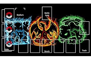 MTG Decks & More Premium Collection Playmat Compatible with Pokemon TCG - Bulbasaur Venosaur, Charmander Charizard, Squirtle Blastoise
