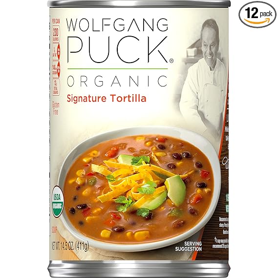 Amazon Com Wolfgang Puck Organic Signature Tortilla Soup 14 5 Oz Can Pack Of 12 Vegetable Soups Grocery Gourmet Food