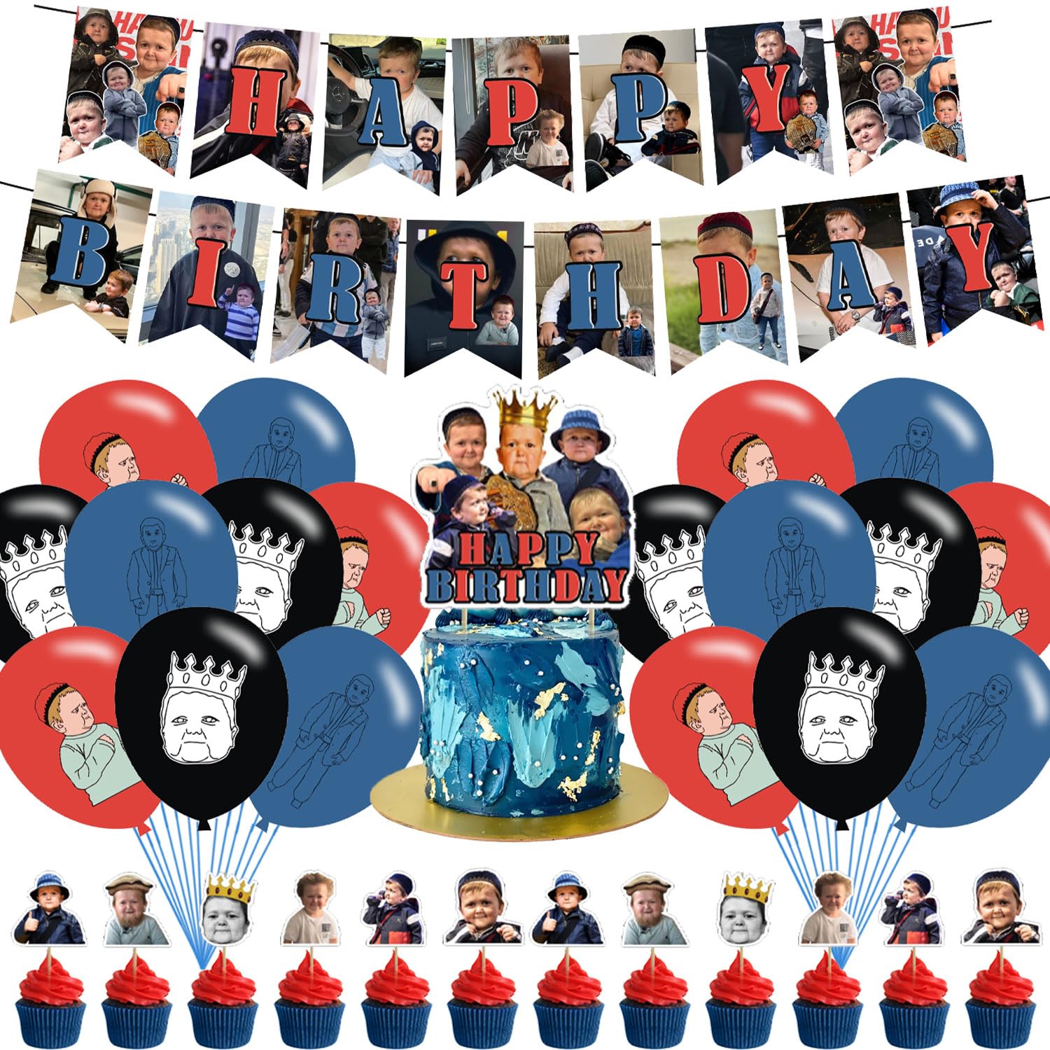 Funny Hasbulla Birthday Party Supplies, Mini Khabib Hasbulla Boys and girls Party Decorations