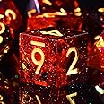 AUSTOR 7-Die DND Dice Set Handmade Sharp Edge Polyhedral Dice for Dungeons and Dragons RPG MTG Table Games（Flame Red）