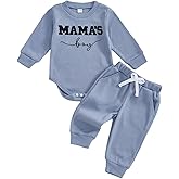 Kupretty Baby Boy Clothes 3 6 12 18 Months Fall Winter Outfit Mama's Boy Embroidery Waffle Long Sleeve Romper Pants Set