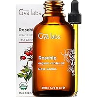Gya Labs Organic Rosehip Oil for Face, Skin and Hair - Topical for Dry, Mature Skin - Reduce Stretch Marks - Tame Dry…