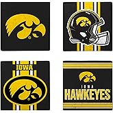 FOCO NCAA Official 4-Pack Beverage Drink Stone Coaster Set (Iowa Hawkeyes)