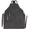 LEGACY - a Picnic Time brand Collins Mixologist Apron Waxed Canvas with Corkscrew and Bottle Opener, One Size, Gray with Black Accents
