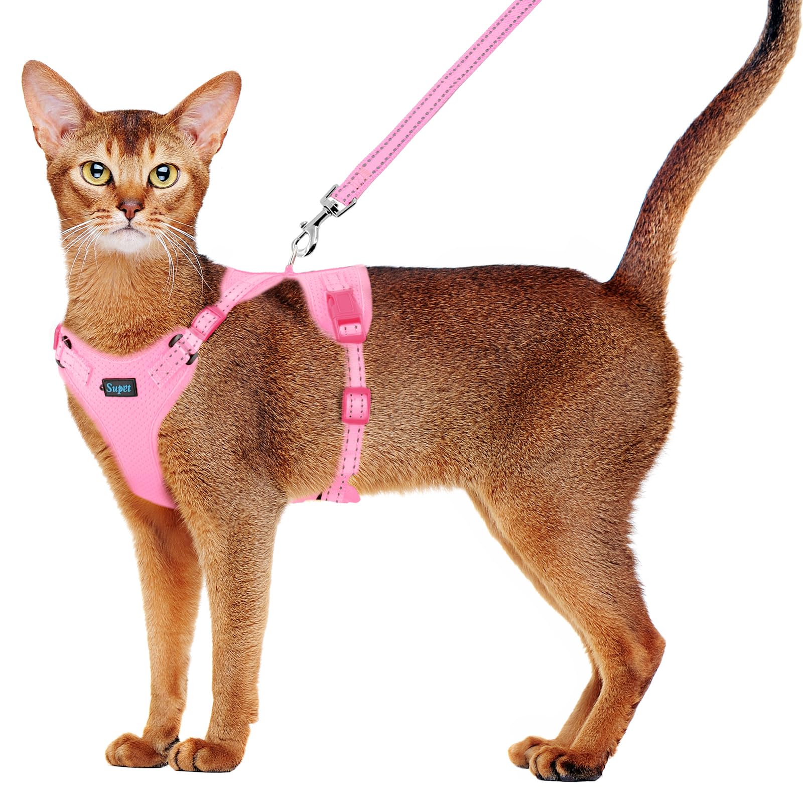 Photo 1 of Supet Cat Harness and Leash Set for Small to Large Cats Adjustable Cat Vest Harness with Reflective Trim Universal Cat Leash and Harness for Cats/Puppies