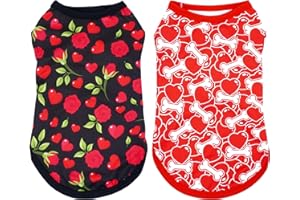 JpGdn Valentines Dog Shirts for Medium Doggie Puppy Girl Boy Male Female Sleeveless Tank Top Tee Vest T Shirts Black Red Outfit Pack of 2