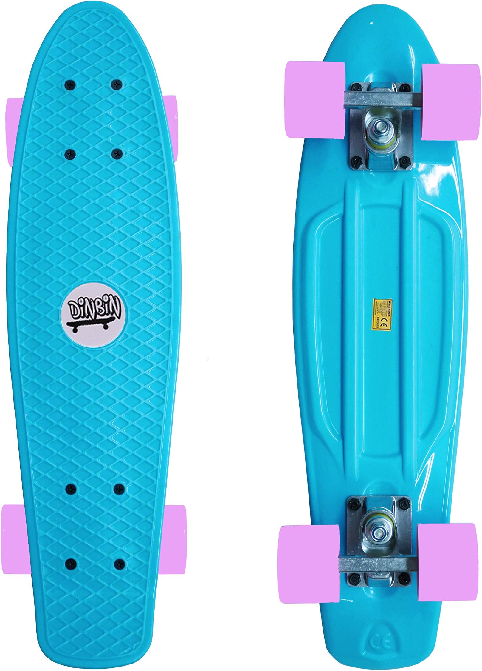 DINBIN Complete Highly Flexible Plastic Cruiser Board Mini 22 Inch Skateboards for Beginners or Professional with High Rebound PU Wheels