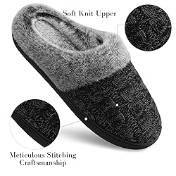 shoeslocker Womens Memory Foam Fuzzy Slippers