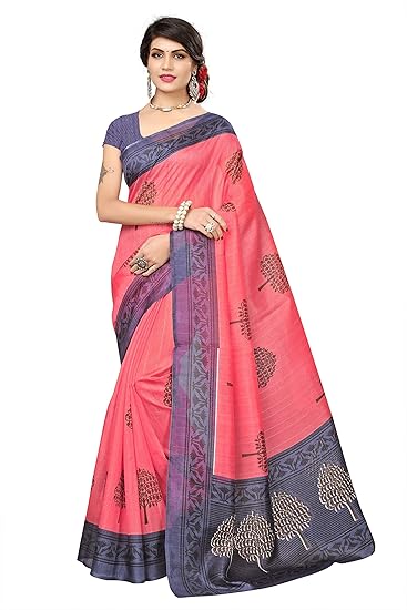 Womens Bhagalpuri Art Silk Saree With Blouse Piece (1120_Pink)