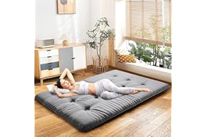 ROKDUK ROKOK Futon Mattress Japanese Floor Mattress Full Size, Floor Bed Springy & Thick 4 '' Foam Roll Up Portable & Foldable Tatami Mat for Sofa Lounger Couch Guest Dormitory, Yoga Sleep Nap Meditation