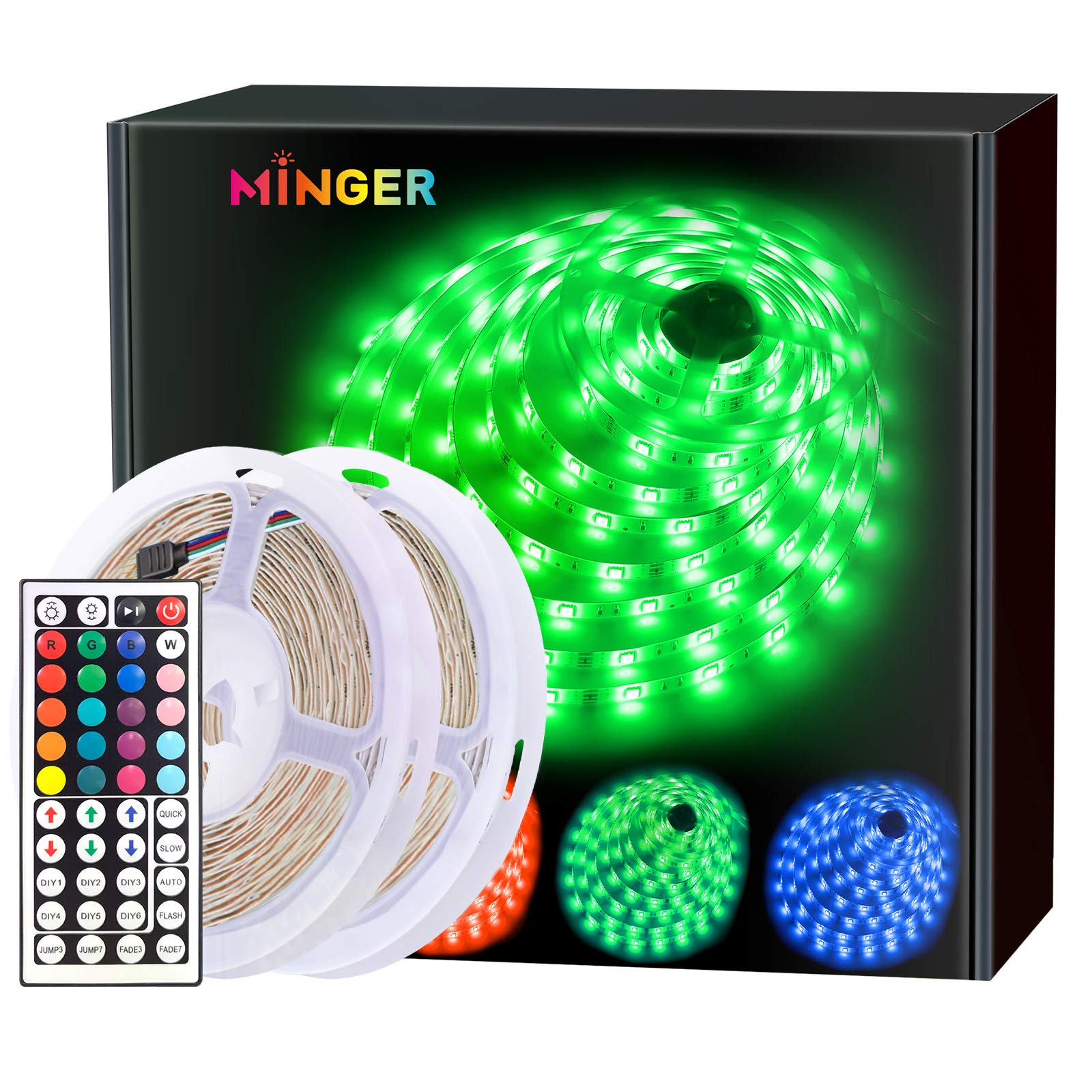 MINGER LED Strip Lights 10m, RGB Color Changing LED Strip Lights Full