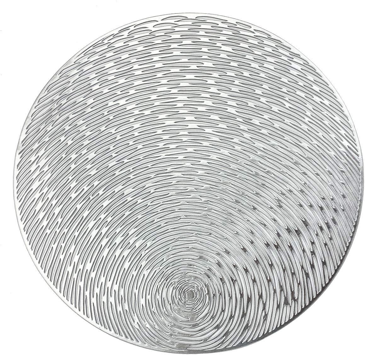 Gugrida Round PVC Placemats Hollow Out Mats Vinyl Non-Slip Heat Insulation Kitchen Washable Table Mats Hotel Restaurant Home Decor (Silver, Placemats 6pcs): Home & Kitchen