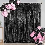 SquarePie Sequin Backdrop 6FT x 8FT Black Curtain