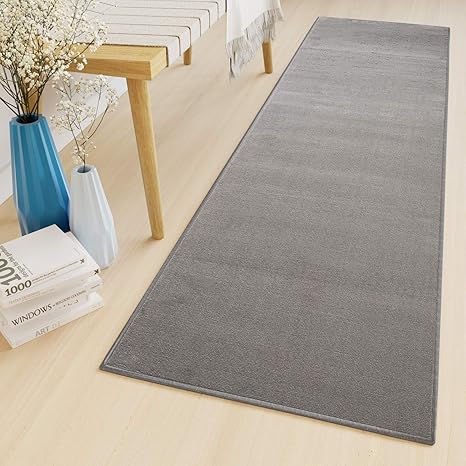 Tapiso Luxury Läufer Teppich Flur Korridor Kurzflor Brücke Schlafzimmer Designer Modern Grau Einfarbig Innenbereich ÖKOTEX 12