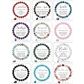 SAMOCO 12PCS 8mm Natural Crystal Bracelets for Women Men Semi-Precious Gemstone Beaded Bracelets Round Beads Gemstones Stretch Yoga Bracelet