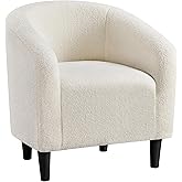 Yaheetech Accent Barrel Chair, Boucle Fabric Club Chair, Furry Sherpa Elegant Armchair with Cozy Soft Padded, Suitable for Li