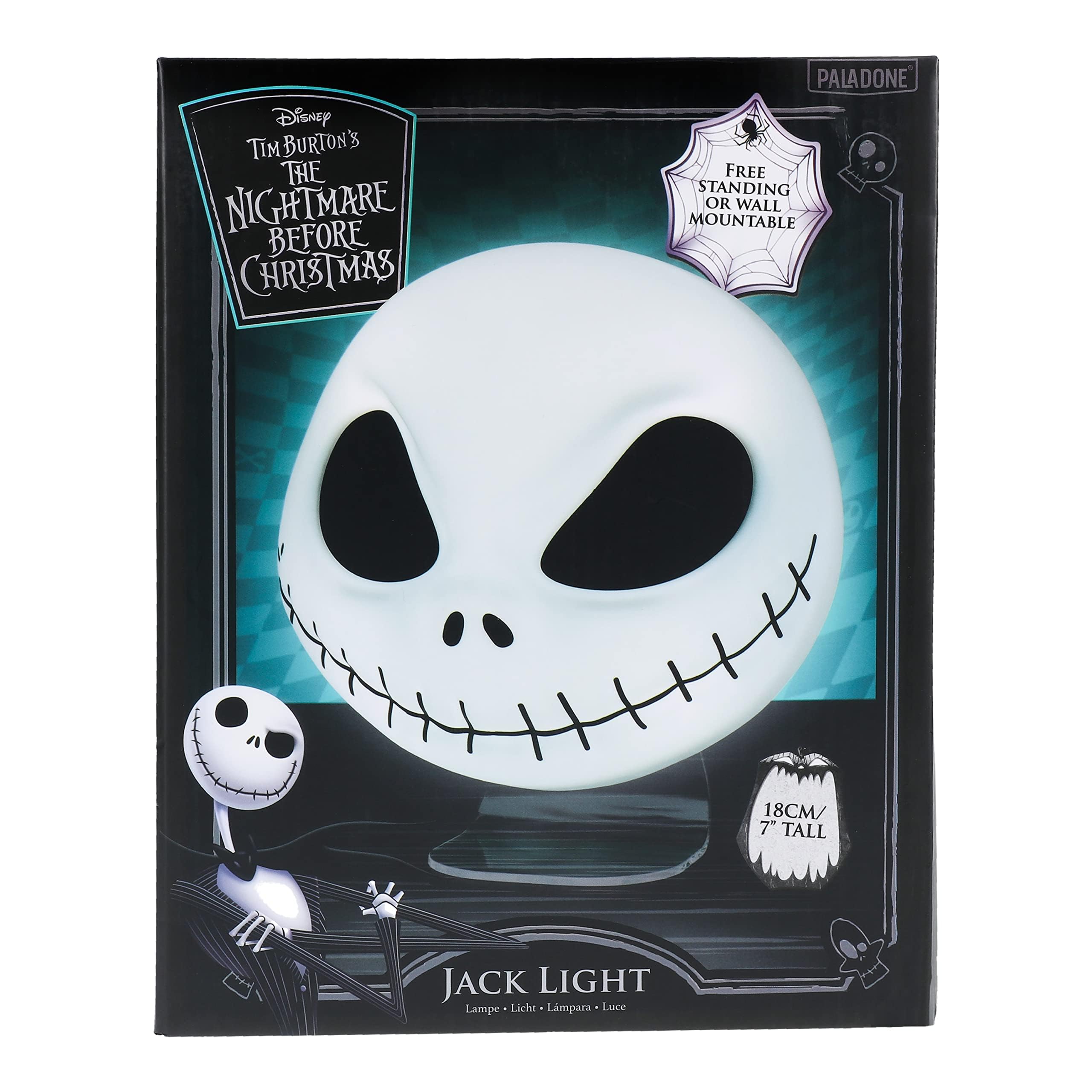 Paladone Nightmare Before Christmas Mask Light | Officially Licensed Disney Merchandise | Novelty USB & Battery Powered Desk & Wall Mountable Spooky Decor Movie Gift, Jack, White