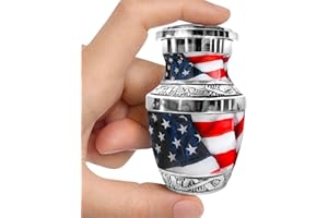 Everlight Memorials American Flag Urn for Ashes Adult Male – Small Keepsake Patriotic Cremation Urns for Human Ashes Adult Man & Women – Memorial Funeral Urn for Home Display, or Burial