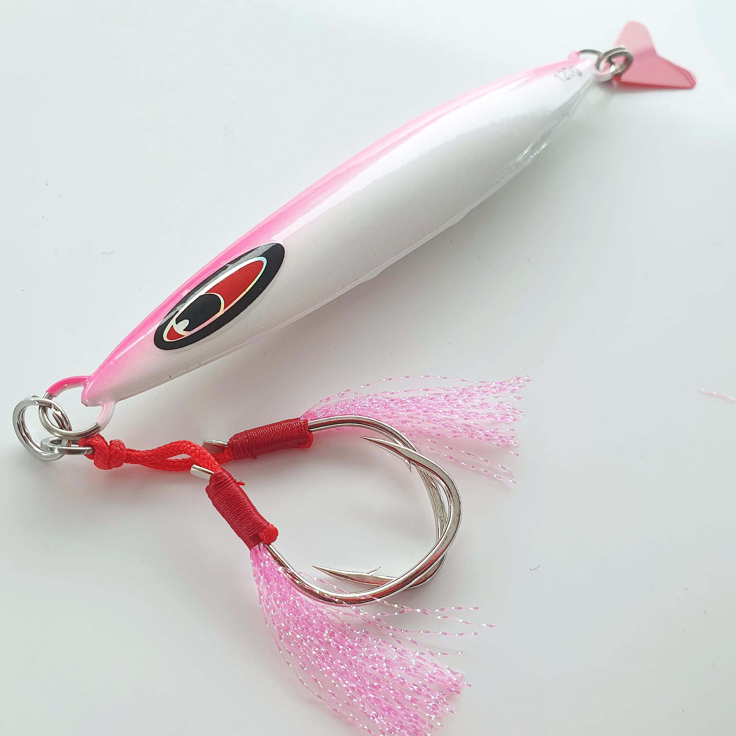 Slow Fall Jig Jigging Lure luminescent - Bass/Cod Fishing Lure (120 Gram, WHITE PINK)