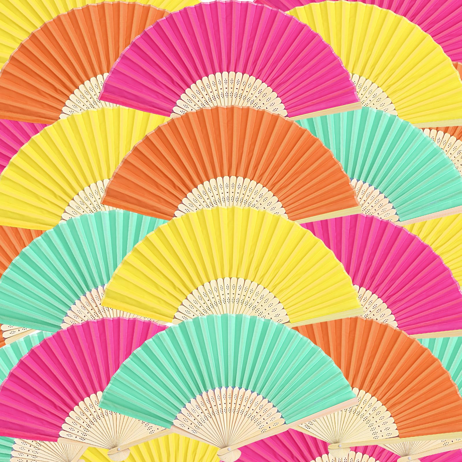 Photo 1 of Blulu 40 Pcs Folding Hand Fans for Line Dancing Bulk Silk Bamboo Popping Clapping Fans for Line Dancing Boots On The Ground for Women Foldable Summer Beach Wedding Gifts (Multi Color)