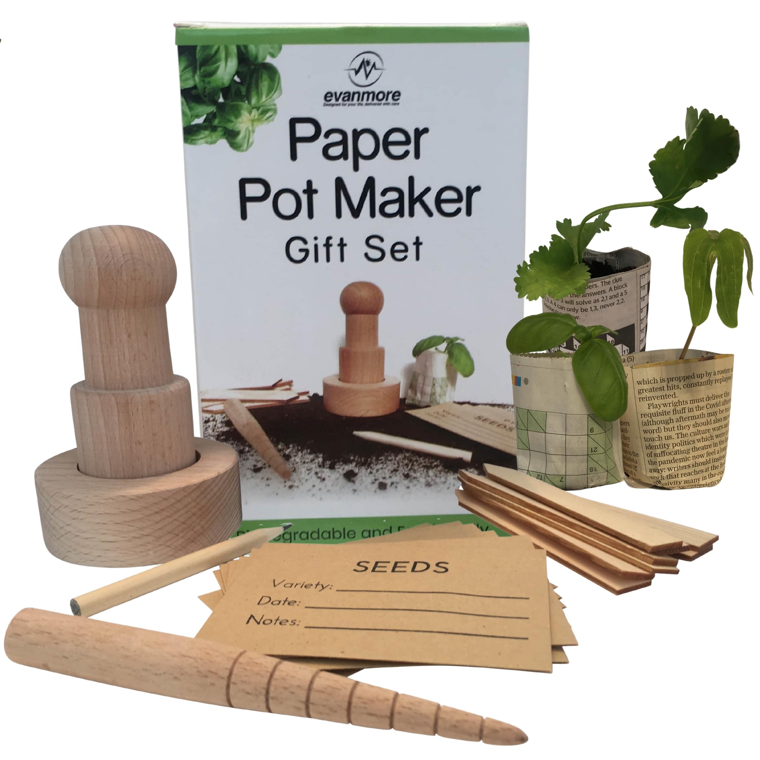Paper Pot Maker Gardening Set – All You Need To Make Your Own Biodegradable Pots For Plants & Seedlings From Old Newspapers & Get Planting, Plastic Free, Seedling Starter Kit Great Garden Gift