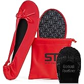 Silky Toes Women’s Foldable Ballet Flats - Portable Roll-Up Slippers for Purse, Travel, or Events - Comfortable Ballerina Shoes