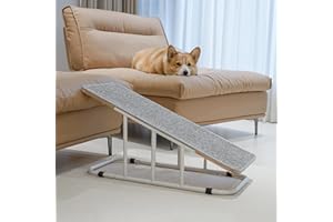 PETKARAY Dog Ramp for Bed, Indoor Dog Ramp for Couch, Dog Stairs for Small Medium Size Dogs, Metal Pet Ramp and Anti-Slip Dog Steps, 16" Fixed Height