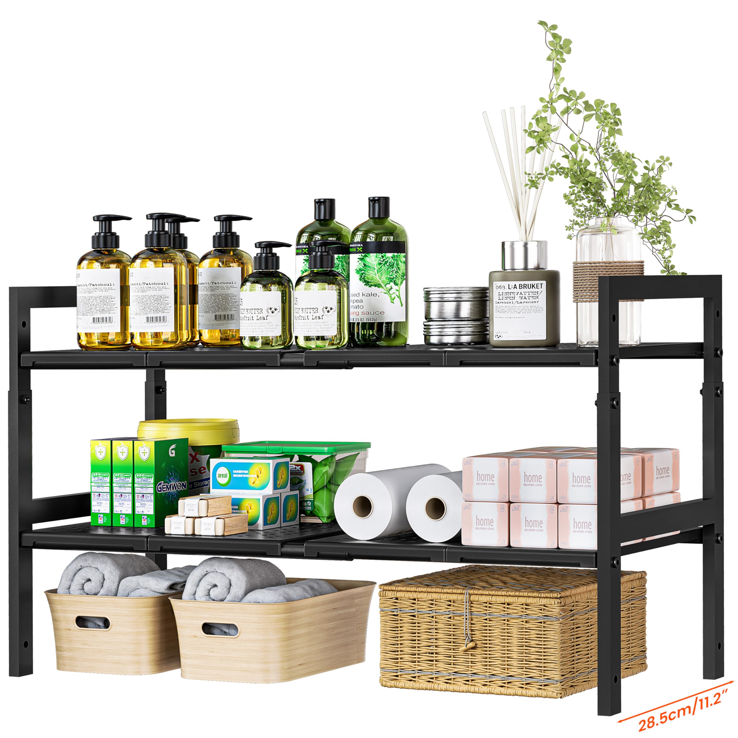 Photo 1 of ***PARTIAL SET - PRICE ADJUSTED***
Under Sink Organizer and Storage 16.5"-30.7" Expandable Length, Adjustable Height Max 16.7" Under Sink Shelf 2 Tier with Removable ABS Panels Metal Frame for Bathroom Kitchen Pantry Cabitnet Pot Pan