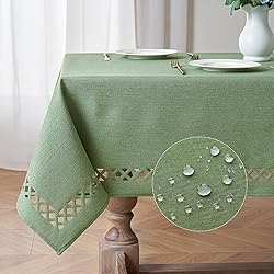MIULEE Sage Green Thick Polyester Linen Rectangle
