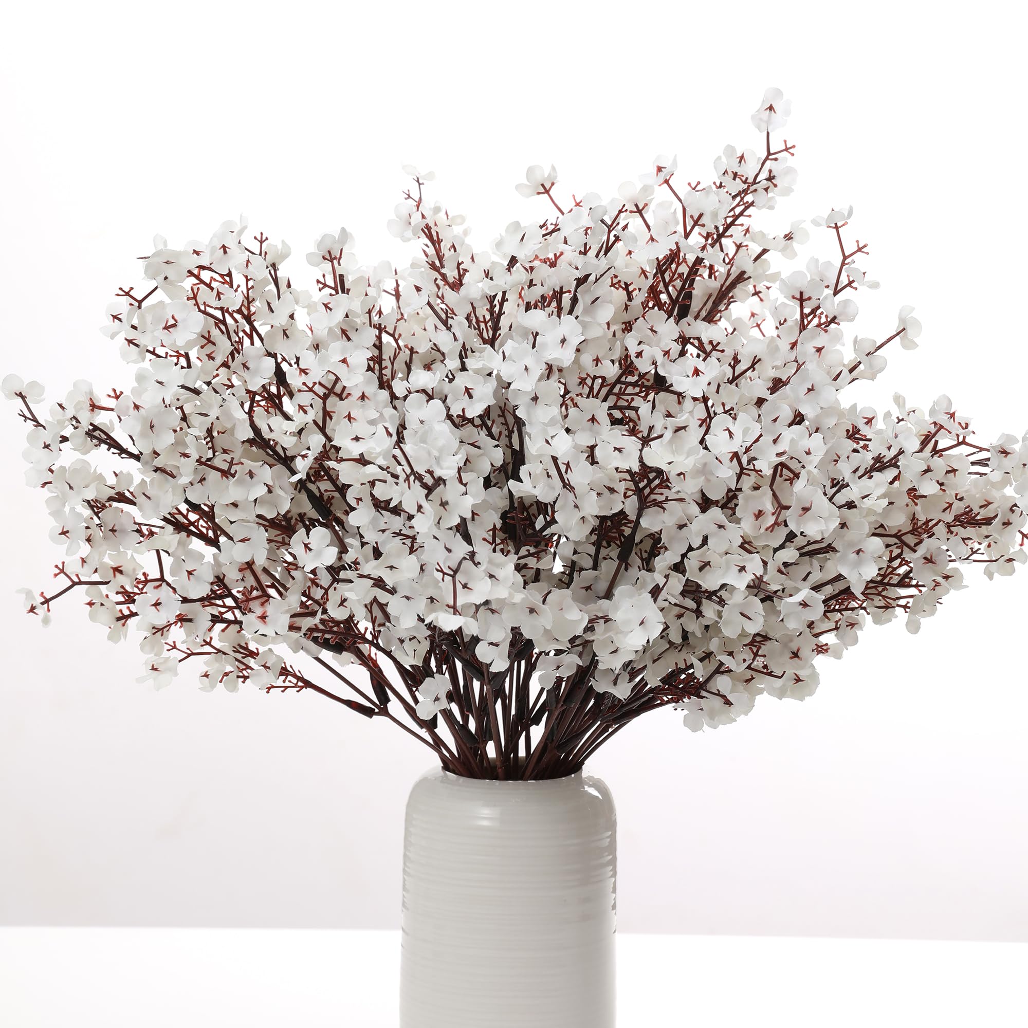 LUSHIDI 6PCS Artificial Baby Breath Flowers Fake Silk Real Touch DIY Floral Bouquets Decor Wedding Party Decoration Arrangements(White)