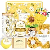 Gift Baskets for Women Unique Birthday Gifts for Women self care cheer up gifts set pick me up gift box for Woman teen girls best friend Sister Ladies Friendship Her - Inspirational Yellow Present