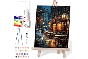 MIRCVSH Paint by Numbers for Adults with Framed Canvas,Paint by Numbers Kits with Wooden Easel Drawing Paintwork ,DIY Acrylic Oil Painting Kits with Brushes Nice Gift Box for Home Wall Decor(12x16 Inch)