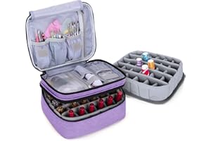 LUXJA Nail Polish Carrying Case - Holds 30 Bottles (15ml - 0.5 fl.oz), Double-layer Organizer for Nail Polish and Manicure Set, Lavender (Bag Only)