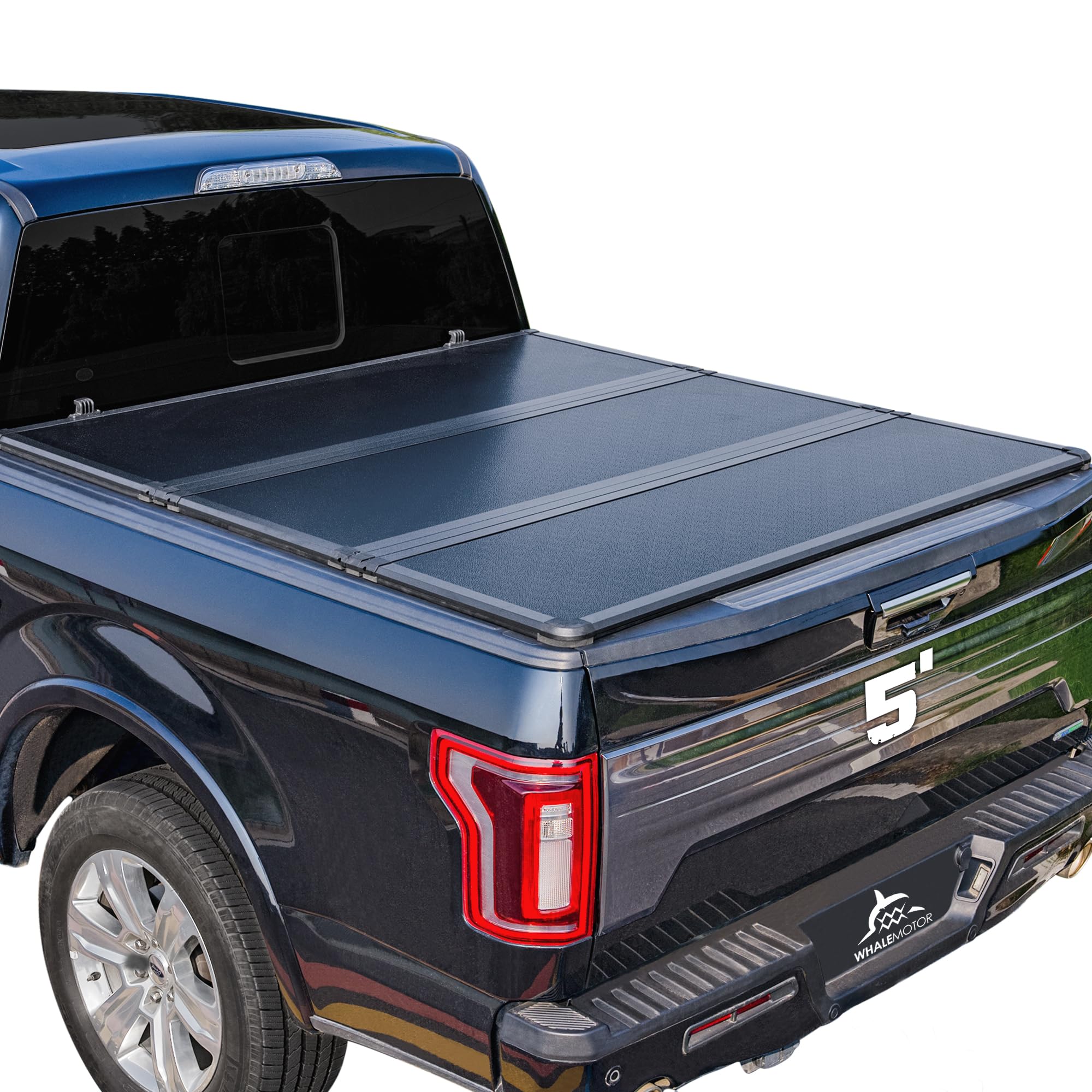 Photo 1 of Hard Folding Truck Bed Tonneau Cover Compatible with Toyota Tacoma 2016-2025 5 ft Short Box w/or w/o Deck Rail System, Tri Fold Style