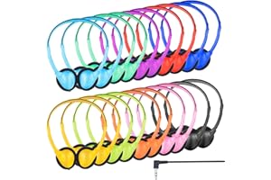 ZNXZXP 20 Pack Bulk Classroom Headphones for Students Kids School, Wholesale Headphones Class Set with 3.5mm Jack for Chromebook Laptop PC Computer (10 Mixed Colors)