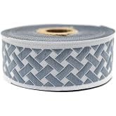 10.9 Yards Spool 1.37" Wide Dusty Blue &amp; Light Gray Knot Jacquard Ribbon Geometric Trim Woven Border Craft Supplies 35274 V5