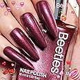 Beetles 1Pcs 15ml Red Nail Polish,Nail Polish Fast Drying & Long Lasting Nail Lacquer Red Cheerful Crimson Glitter Art Effect for Nail DIY Salon at Home Gifts for Women