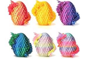 JTILEZU 6PCS Mini 3D Printed Dragon Egg, Prefilled Dragon Eggs Toys Filled,3D Printed Dragon in Egg,Crystal Dragon Figurine Decor,Full Articulated Dragon