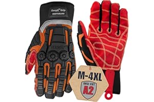 Cestus 3075, ANSI A2 Cut Resistant Impact Gloves, Coarse Grit Palm, Heavy Duty Safety Work Gloves for Construction, Oilfield