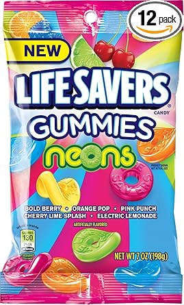 Amazon Com Lifesavers Gummies Neon Candies 7 Ounce Pack Of 12 Grocery Gourmet Food