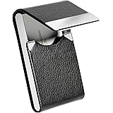 MaxGear Business Card Holder, PU Leather Business Card Case Pocket Card Holders for Men or Women, Metal Slim Name Card Holder