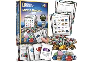 BLUE MARBLE National Geographic Rock Bingo Game - Play Rock Bingo, Mineral Memory, Gemstone Trivia, & Card Games, Collection Includes Over 150 Rocks and Minerals, Educational STEM Toy for Kids (Amazon Exclusive)