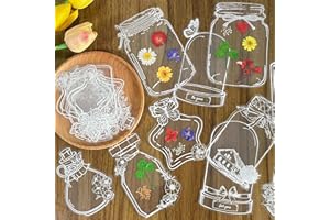 Krinisou Transparent Dried Flower Bookmarks Set, 40Pcs World in A Bottle Herbarium Stickers, Easy DIY Plastic Jar Shaped Sticker Journaling (Pressed Flowers Excluded)