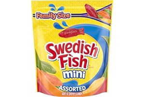 MONDELEZ INTERNATIONAL SWEDISH FISH Mini Assorted Soft & Chewy Candy, Family Size, Bulk Candy, 1.8 lb