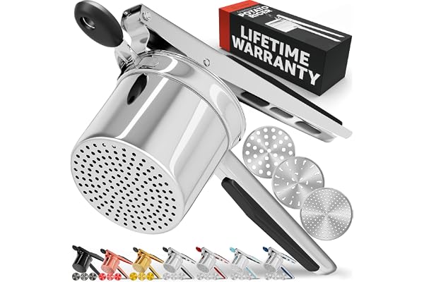 PriorityChef Large 15oz Potato Ricer with 3 Discs, Heavy Duty Stainless Steel Potato Ricer for Mashed Potatoes, Potato Masher