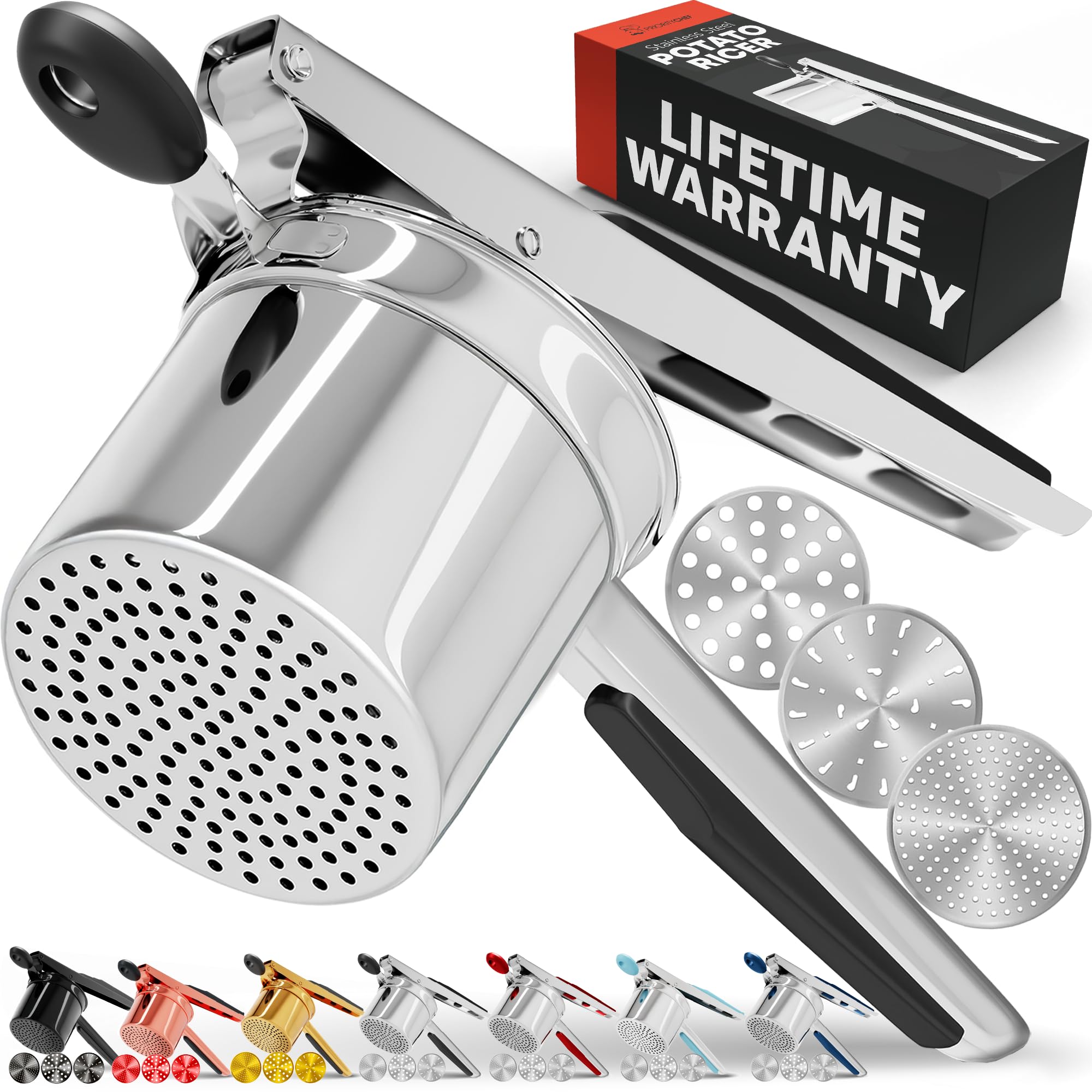 PriorityChef Large 15oz Potato Ricer With 3
