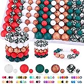 120pcs+ Silicone Beads, Bulk Mixed Colors 15mm & 9mm Round Rubber Beads for Keychain Making, Bracelet Necklace DIY, Craft Christmas Jewelry Supplies