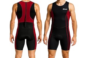 WIXEN SPORTS Wixen Men’s Triathlon Suit – Padded One-Piece Sleeveless Trisuit with Rear Zipper for Running, Swimming, Cycling
