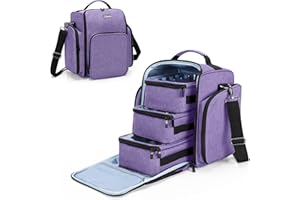 BAFASO Nail Polish Organizer Holds 72 Bottles (15ml - 0.5 fl.oz), Large Nail Polish Case with 3 Removable Pouches and Multiple Storage Sections (Patented Design), Purple