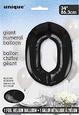 Unique Black Number 0 Foil Balloon 86cm Large One Piece view 2
